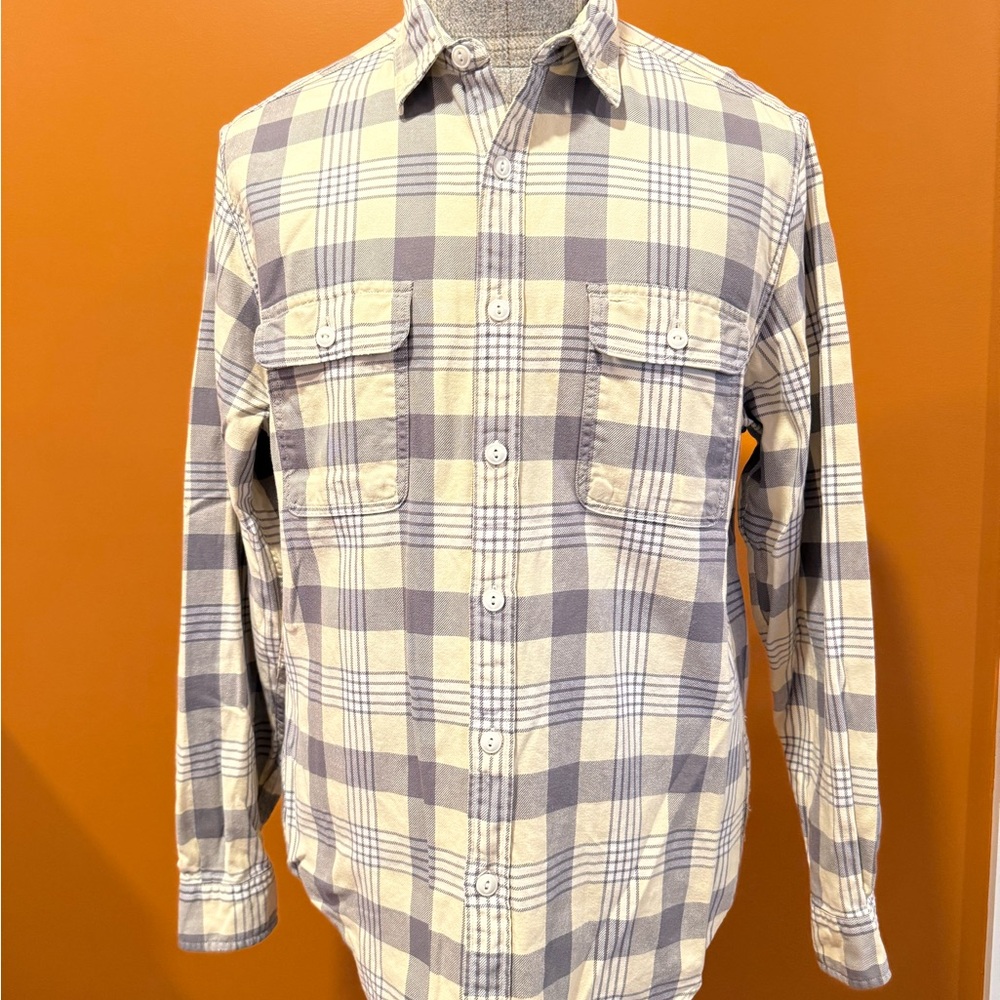 J Crew Pale Butter Yellow and Gray Plaid Button-Down Shirt